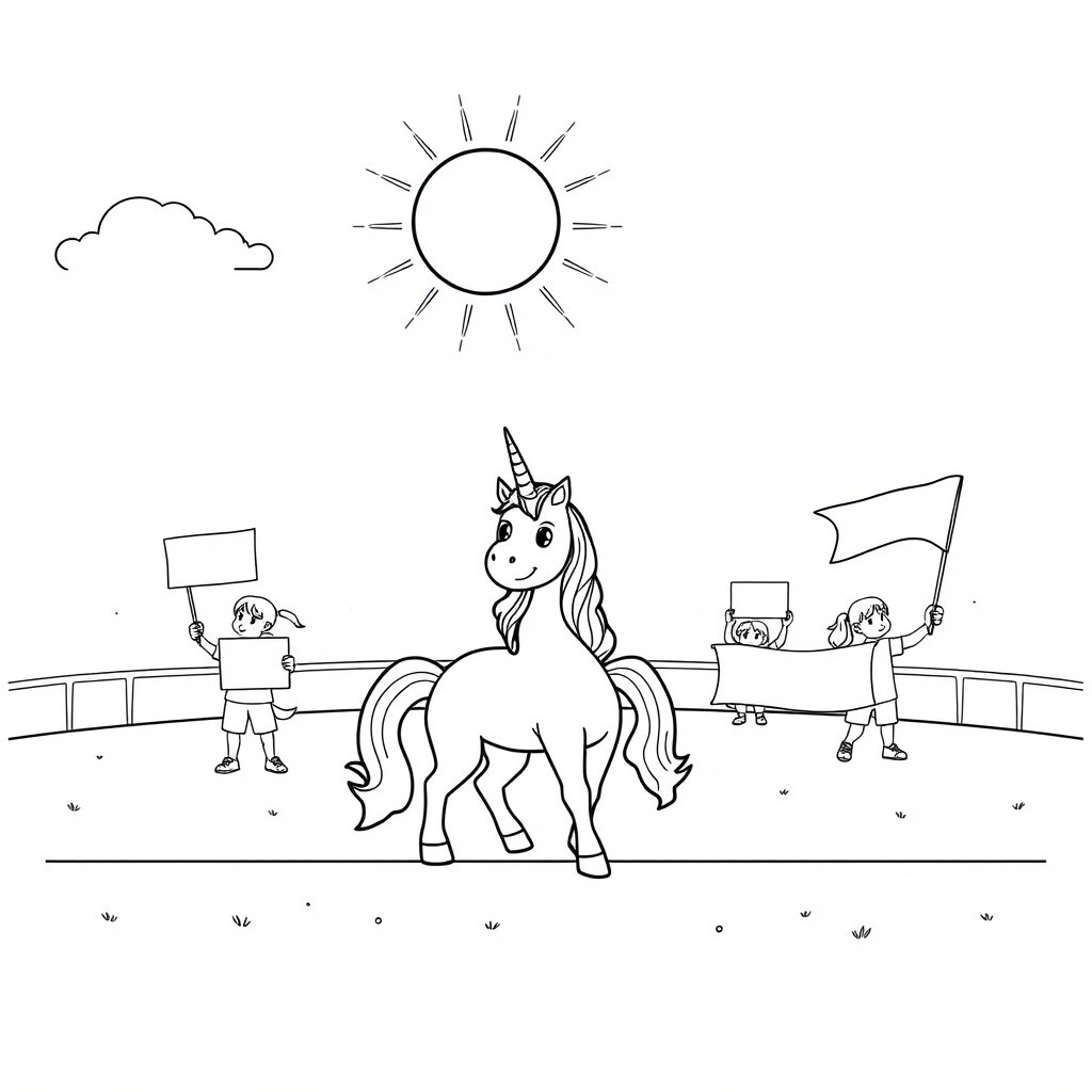 Unicorn Cheerleading Coloring Page