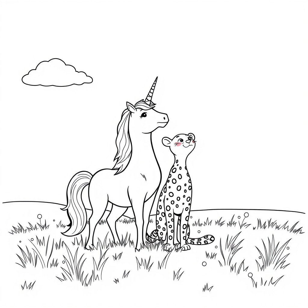 Unicorn Cheetah Coloring Page