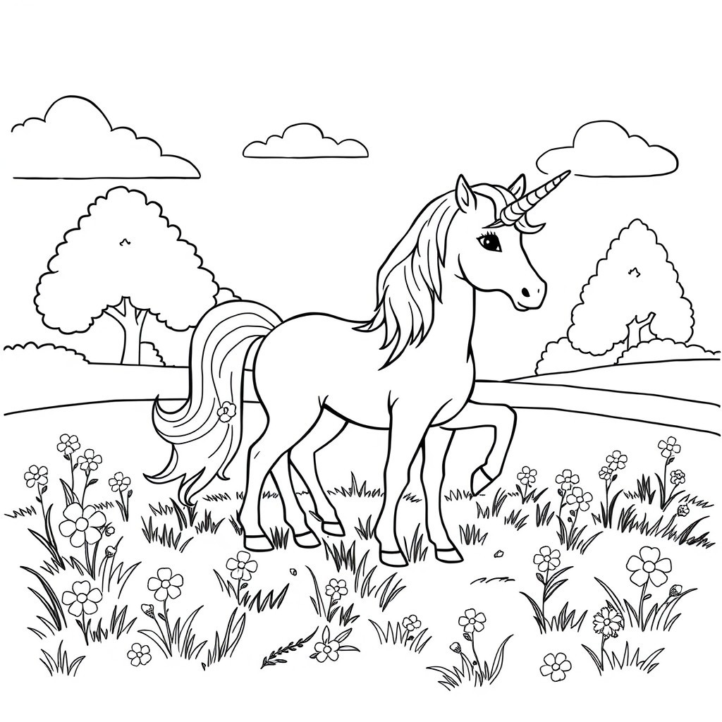 Unicorn Clip Art Coloring Page